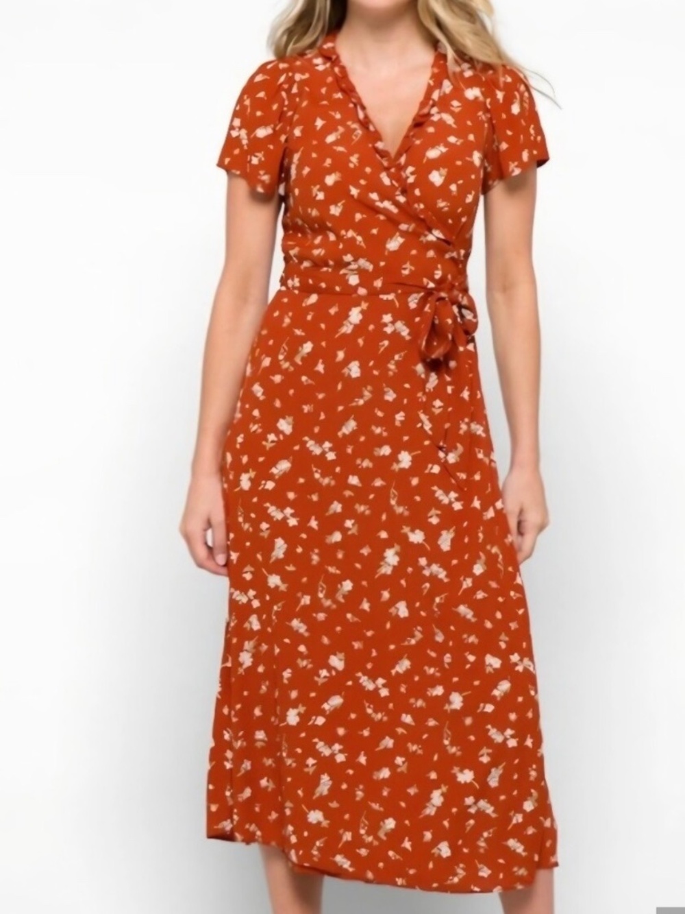 Madewell Vibrant Orange Flowy Maxi Dress Size M